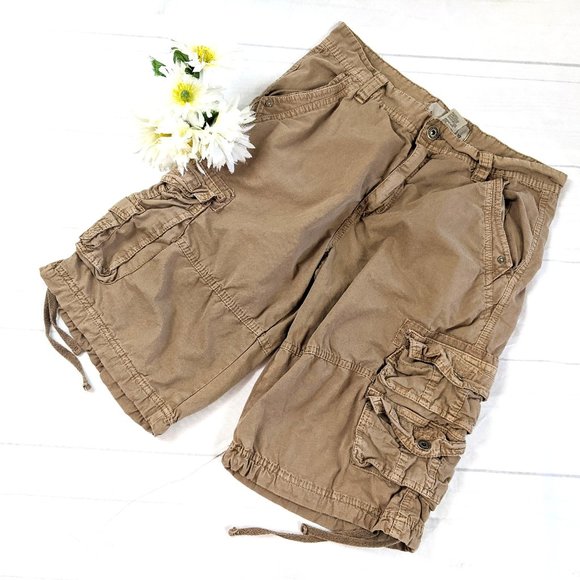 Paper Denim & Cloth Other - PaperDenim&Cloth Brown Drawstring Leg Cargo Shorts